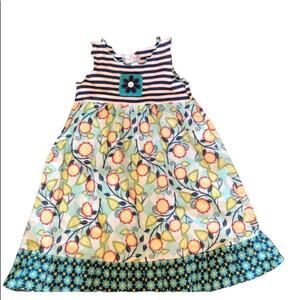 Baxter and Beatrice Dress Girls Size 6X Floral Striped Sleeveless Pretty Summer